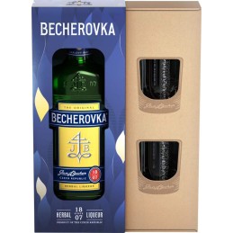 Becherovka 0,7l - kazeta 2 skleničky