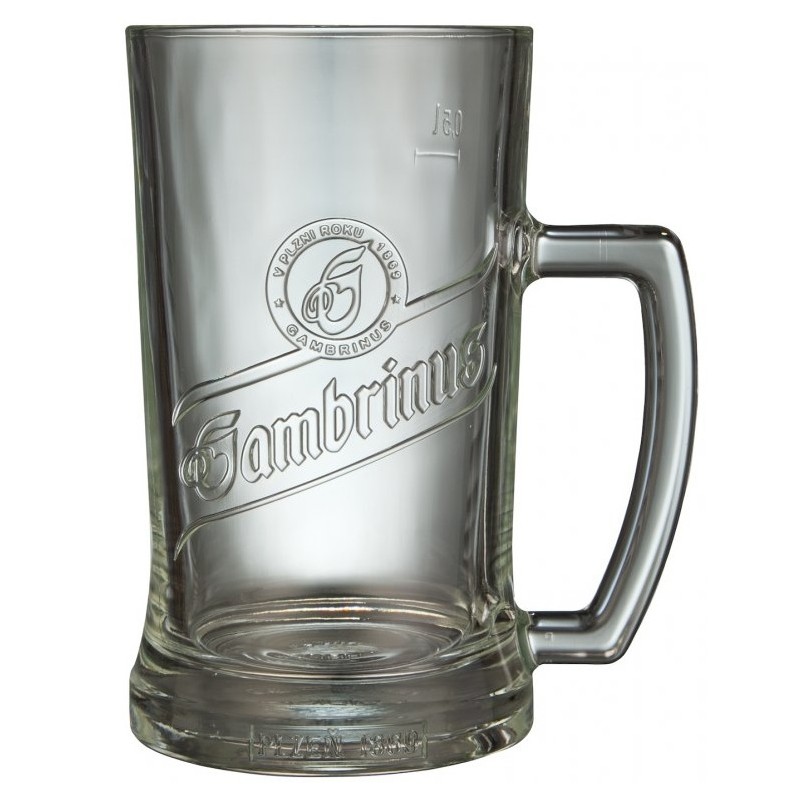 Půllitr Gambrinus 0,5l s uchem - reliéfní logo Gambrinus