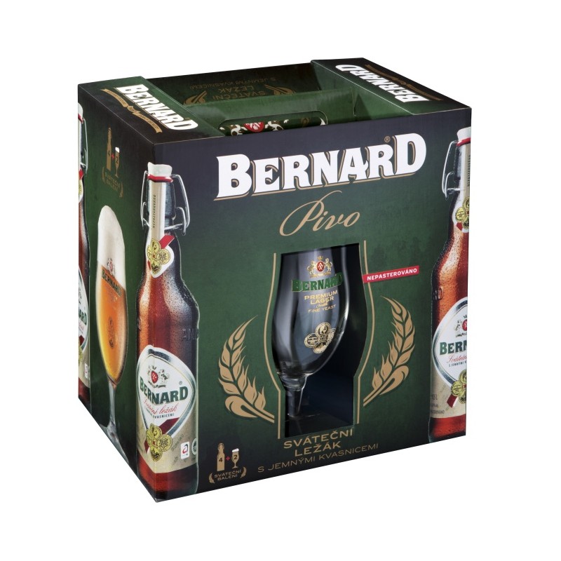 Bernard Sváteční ležák 0,5l - dárková kazeta + 2x sklo